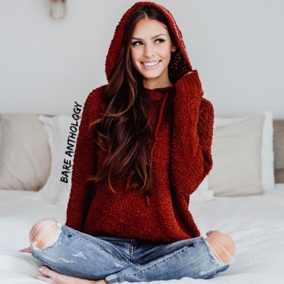 BellanBlue Tops - 019 Cozy Burgundy Popcorn Teddy Oversized Sweater Top